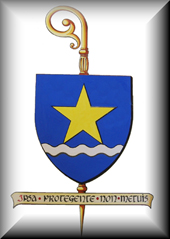 blason de l'abbaye : sur fond bleu, une étoile brille au-dessus du Rhône