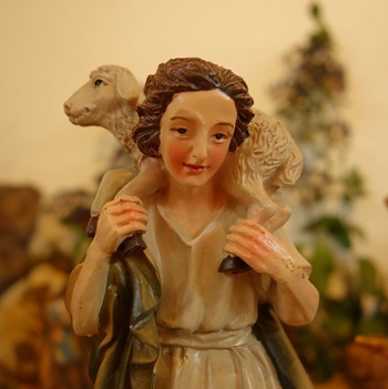 un berger en route vers Bethléem